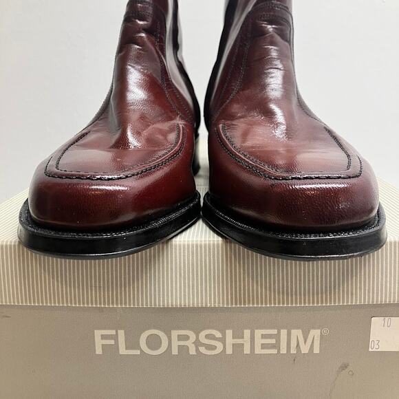 Florsheim Essex Moc Toe Zipper BEATLES Boot VINTAGE Black Cherry Mens Size 10 - Picture 2 of 15